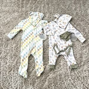 2 Milkberry Bamboo Rayon Pajamas Size 6-9 M Boy Spring 2-Piece Sets Safari NEW